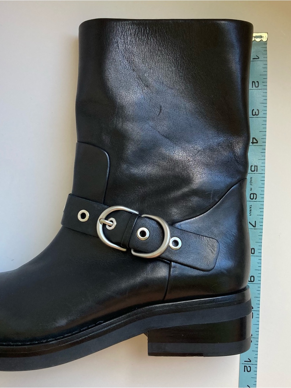 Rag & Bone Jax Black Leather Square Toe Chunky Moto Buckle Boots, NWOB Sz 39.5/9 - Picture 10 of 16